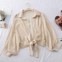 Load image into Gallery viewer, Chiffon Shirt Women Summer Buttoned Up Korean Batwing Sleeve Tied Waist Shirts Womens 2020 Ladies Casual Elegant Sunscreen Tops