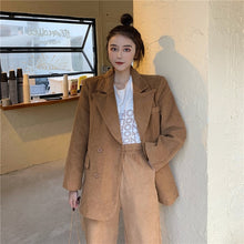 Load image into Gallery viewer, 2020 Blazer Suit Women High Waist Wide Leg Pants Casual Vintage Loose Coat Western Style Elegant Ladies Sets Streetwear