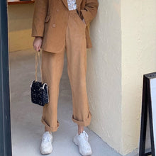 Load image into Gallery viewer, 2020 Blazer Suit Women High Waist Wide Leg Pants Casual Vintage Loose Coat Western Style Elegant Ladies Sets Streetwear