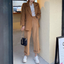 Load image into Gallery viewer, 2020 Blazer Suit  Women High Waist Wide Leg Pants Casual Vintage Loose Coat Western Style Elegant Ladies Sets Streetwear
