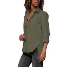 Load image into Gallery viewer, Camisa Irregular de chifón de oficina para mujer, blusa femenina de manga larga negra blanca y roja, camisetas de verano 2020 para mujer, Tops de talla grande 5XL
