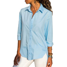 Load image into Gallery viewer, Camisa Irregular de chifón de oficina para mujer, blusa femenina de manga larga negra blanca y roja, camisetas de verano 2020 para mujer, Tops de talla grande 5XL
