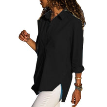 Load image into Gallery viewer, Camisa Irregular de chifón de oficina para mujer, blusa femenina de manga larga negra blanca y roja, camisetas de verano 2020 para mujer, Tops de talla grande 5XL
