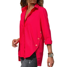 Load image into Gallery viewer, Camisa Irregular de chifón de oficina para mujer, blusa femenina de manga larga negra blanca y roja, camisetas de verano 2020 para mujer, Tops de talla grande 5XL
